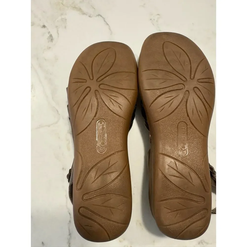 Bare Traps Leather Strappy Sandals Comfort Ankle Buckle Casual Bronze Womens 8